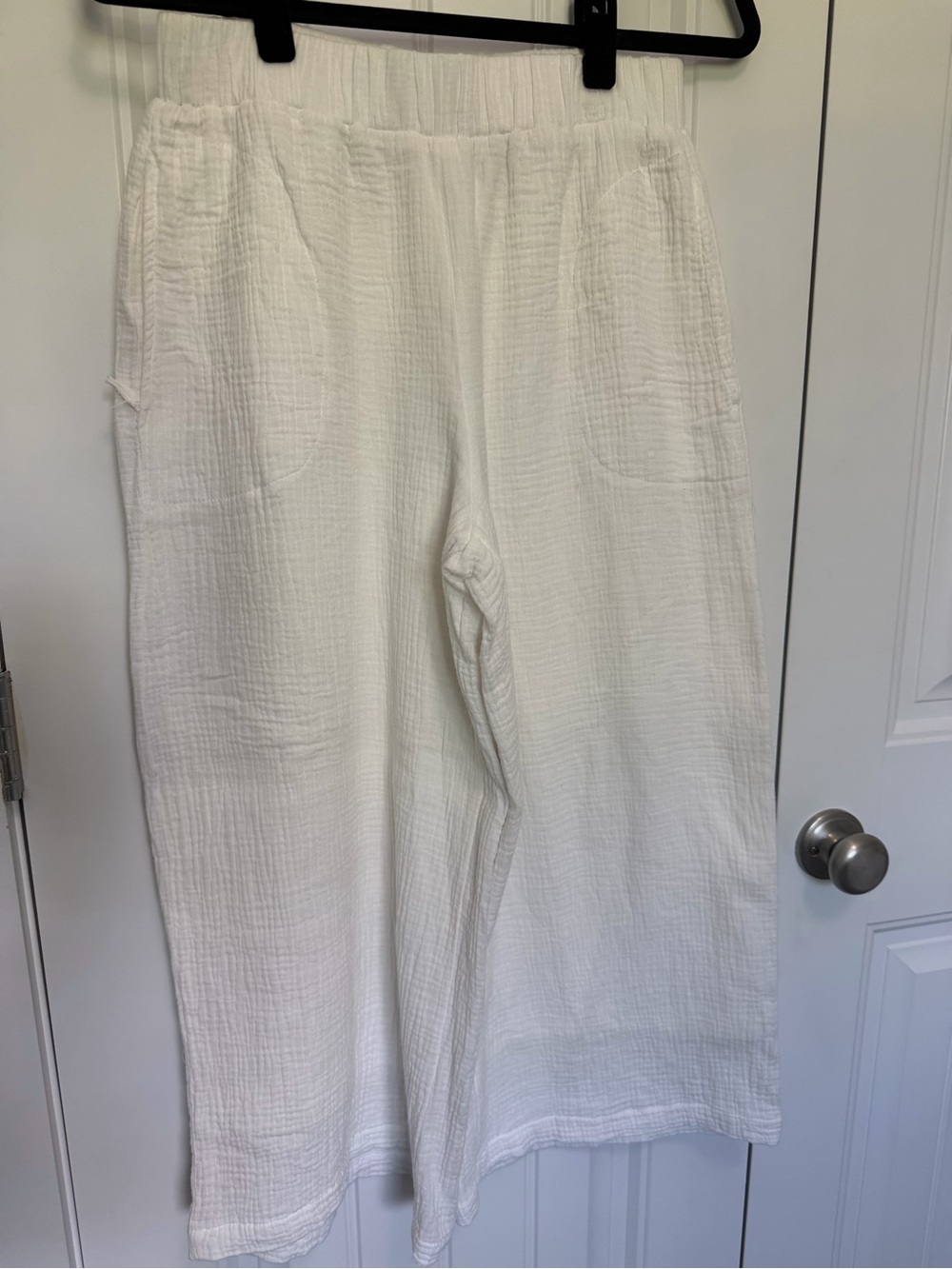 Women's Buddy Love White Cotton Gauze Wide-Leg Pants